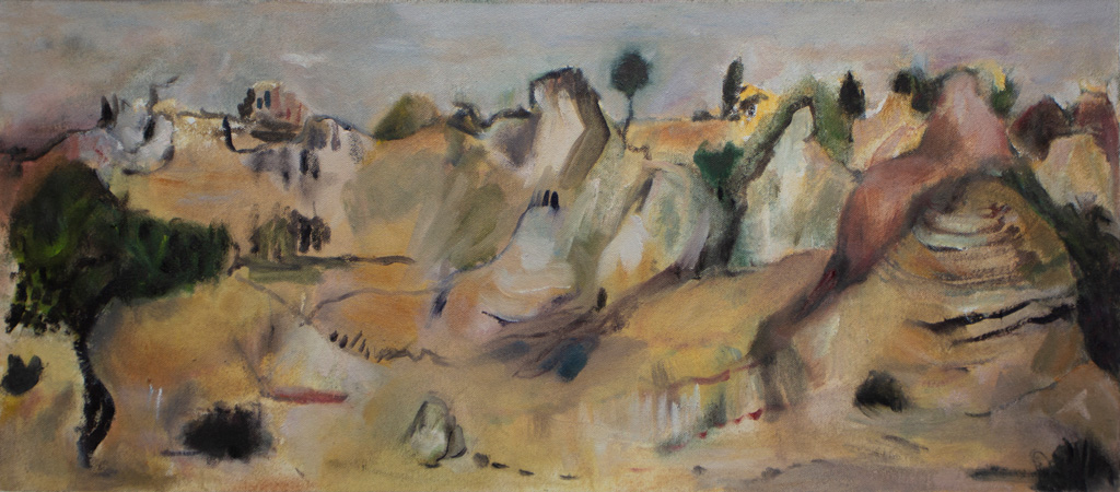 landscape painting of the ghost like lunette at Lake Mungo